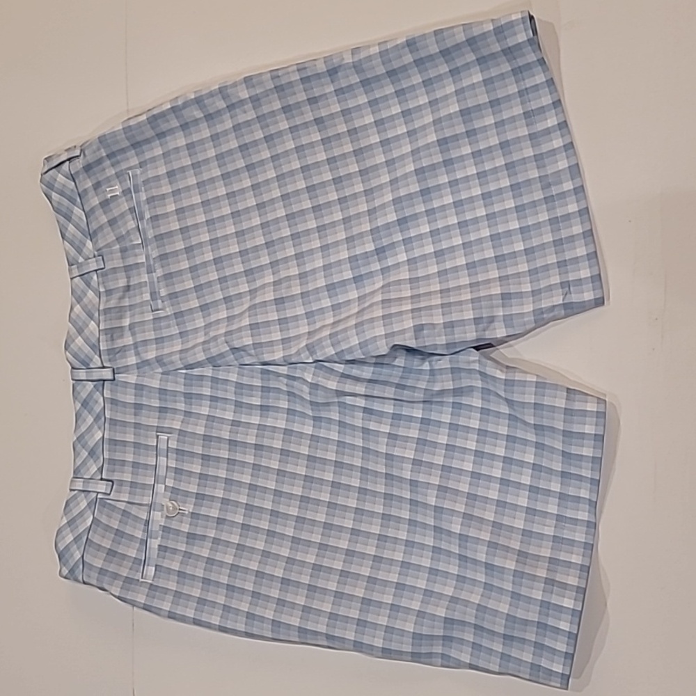 Walter Hagen Plaid Golf Shorts Light Blue White 36W - Picture 4 of 11